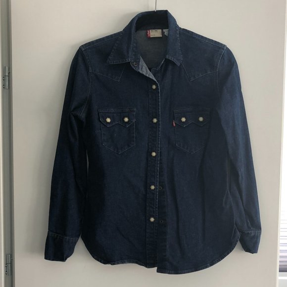 LEVI'S Red Tag Western Style Denim Shirt- Ladies Size Small- Interesting Details - Picture 1 of 6